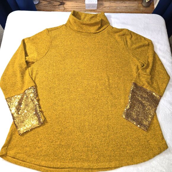 DG2 by Diane Gilman Women's Size XL Sequin Cuff Turtleneck Sweater - Picture 1 of 5